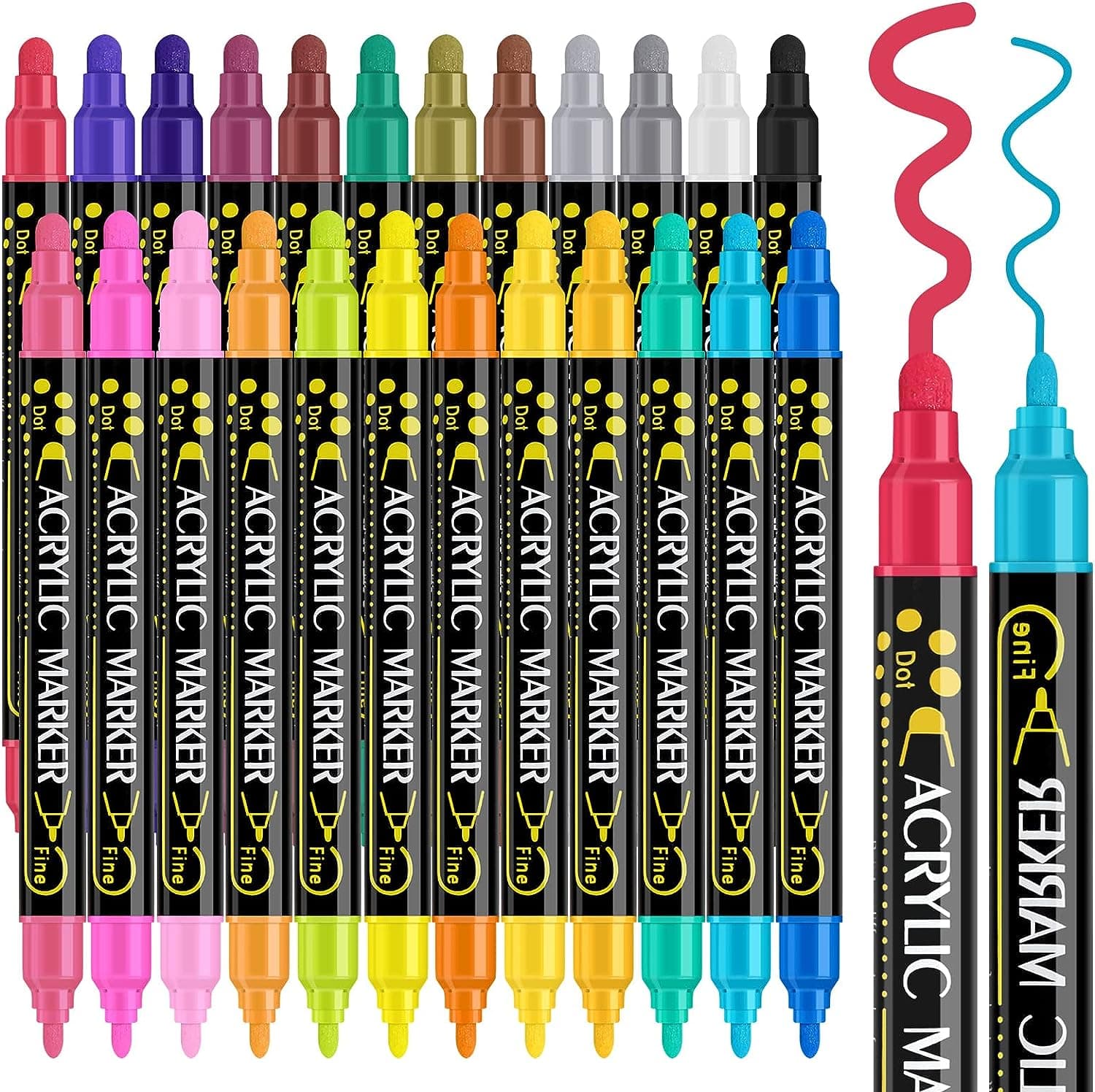 24 color acrylic paint pen marker set for custom designing your PLA 3D models.