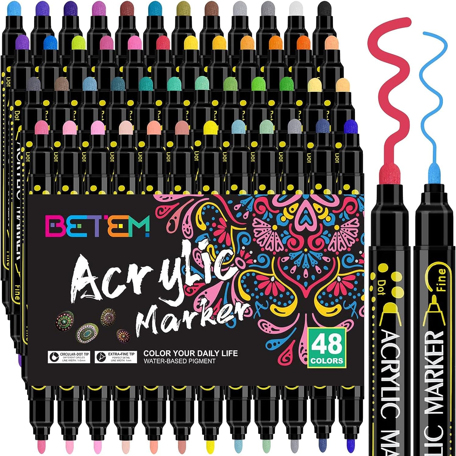 Acrylic Paint Pens, Emooqi 24 Colors Acrylic Paint Markers Paint